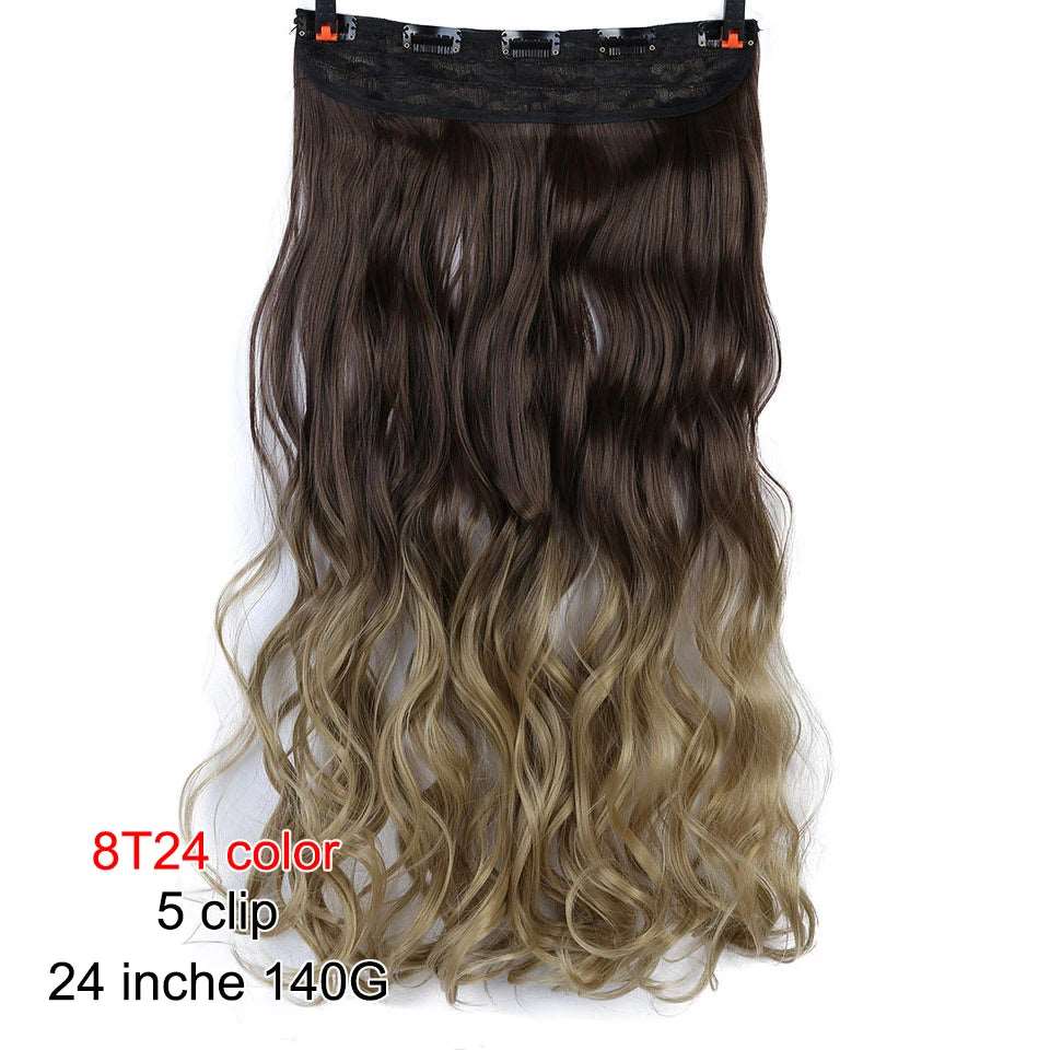 Chic Ombre Human Hair Extensions – 24-Inch Long Curly Clip-On Hairpieces for Women - Serene Glow Care