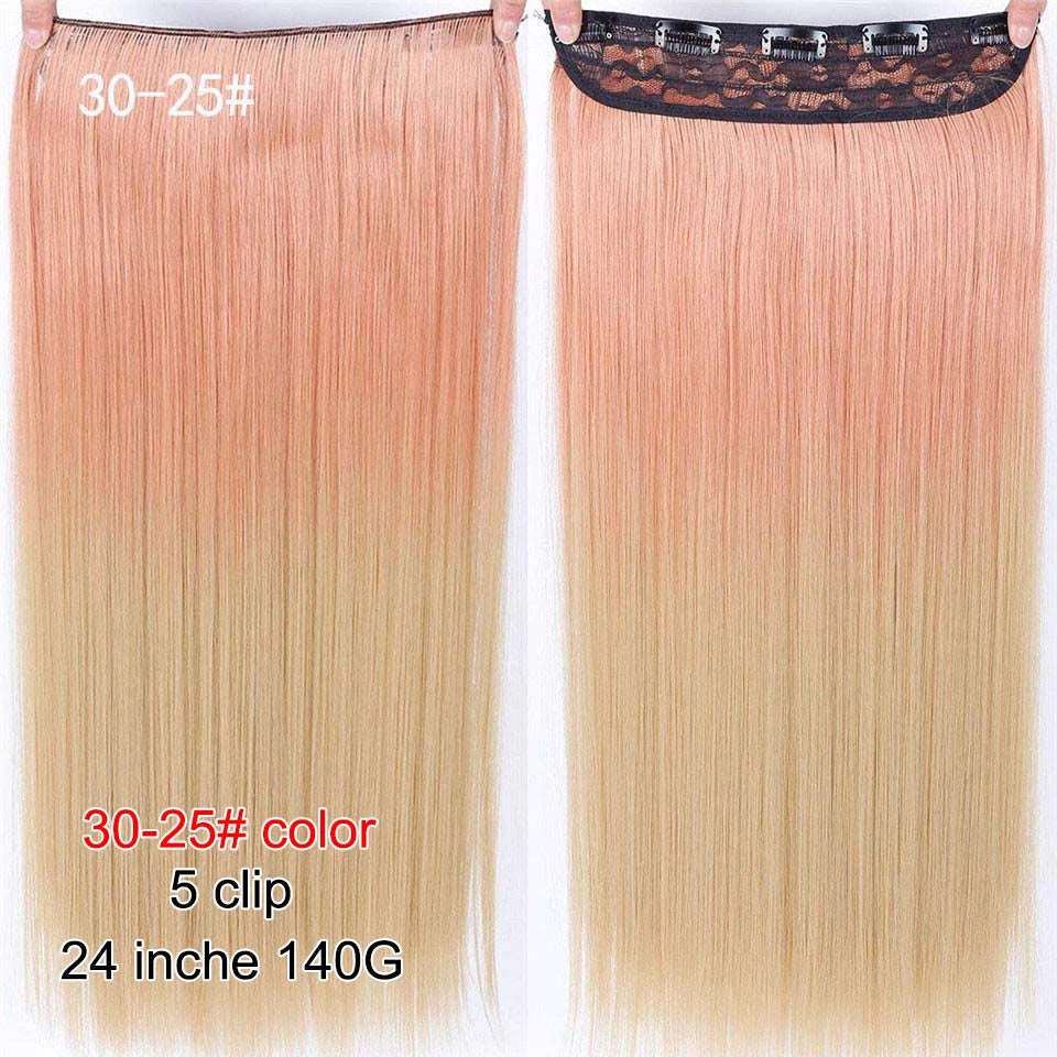 Chic Ombre Human Hair Extensions – 24-Inch Long Curly Clip-On Hairpieces for Women - Serene Glow Care