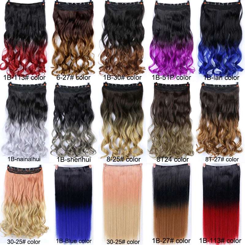 Chic Ombre Human Hair Extensions – 24-Inch Long Curly Clip-On Hairpieces for Women - Serene Glow Care