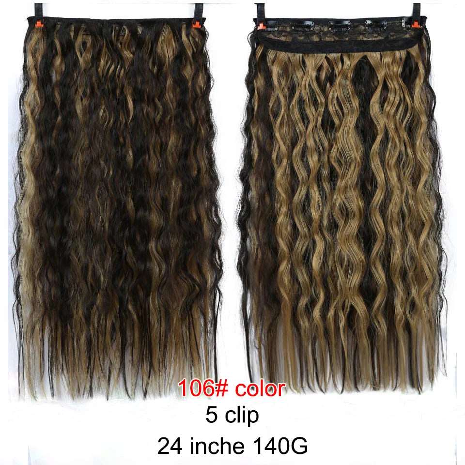 Chic Ombre Human Hair Extensions – 24-Inch Long Curly Clip-On Hairpieces for Women - Serene Glow Care