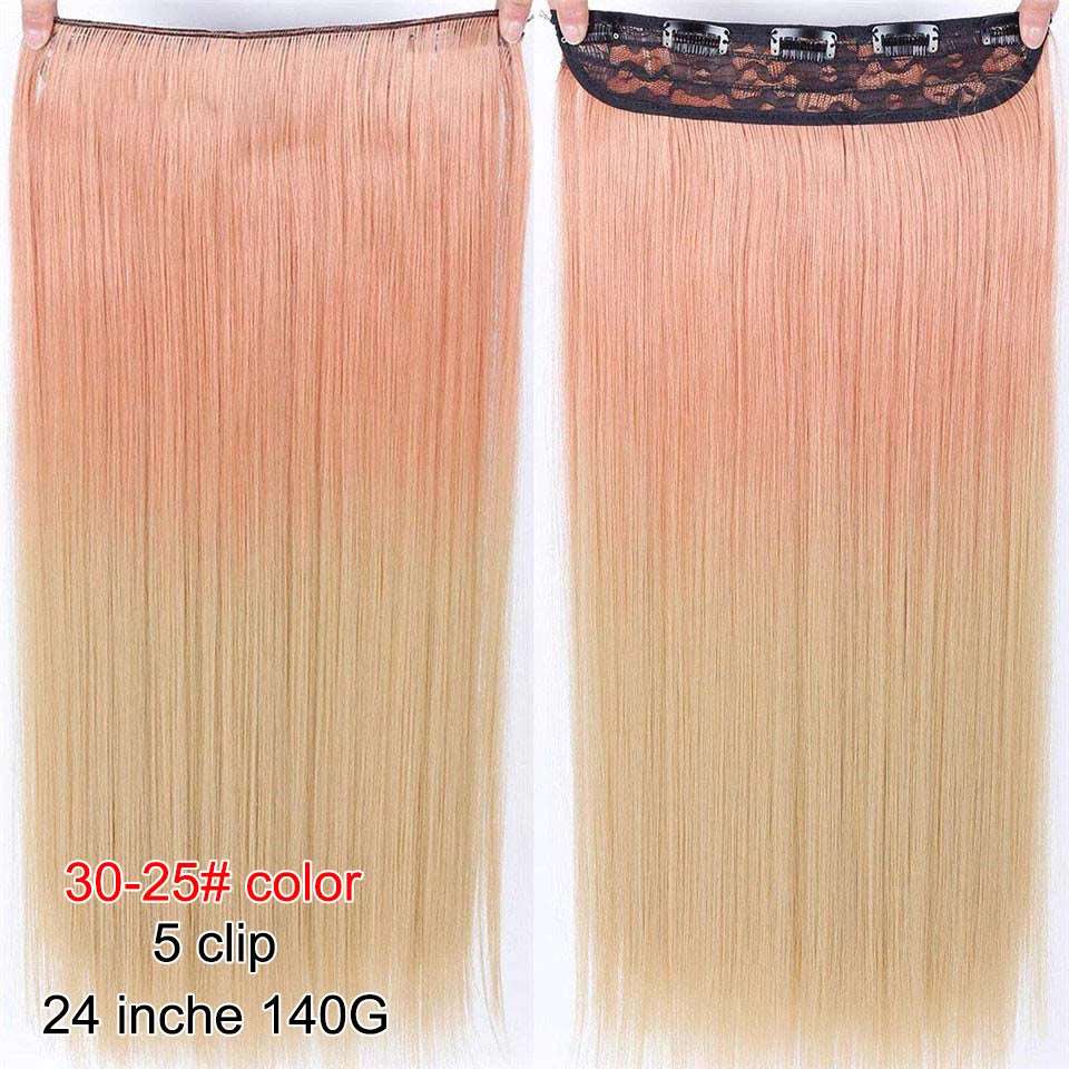 Chic Ombre Human Hair Extensions – 24-Inch Long Curly Clip-On Hairpieces for Women - Serene Glow Care