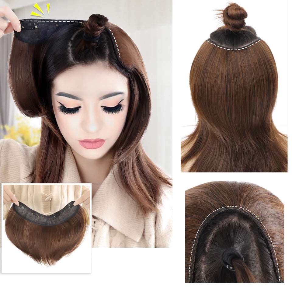 Clip in Hairpiece U Hair Pads Top Seamless Invisible Hair Piece Thickened Wig Root Pad High Straight Hair Extension - Serene Glow Care