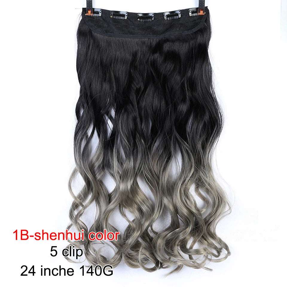 Chic Ombre Human Hair Extensions – 24-Inch Long Curly Clip-On Hairpieces for Women - Serene Glow Care