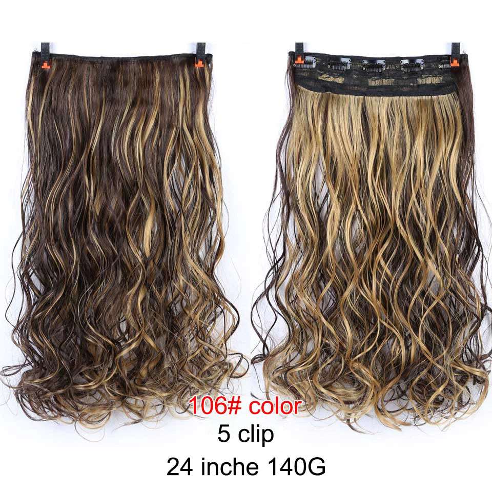 Chic Ombre Human Hair Extensions – 24-Inch Long Curly Clip-On Hairpieces for Women - Serene Glow Care