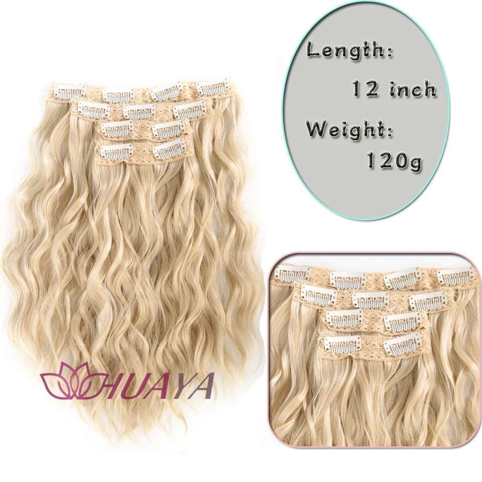 4PCS Clip-In Wig Short Wave Curly Hair Clips 12 Inch Light Linen Soft Wig For Women - Serene Glow Care