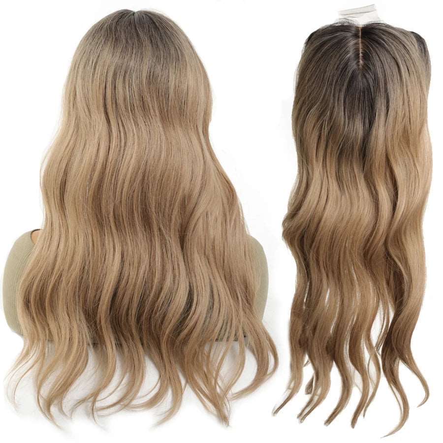 Embrace Elegance: 22-Inch Water Wavy Hair Topper - Serene Glow Care