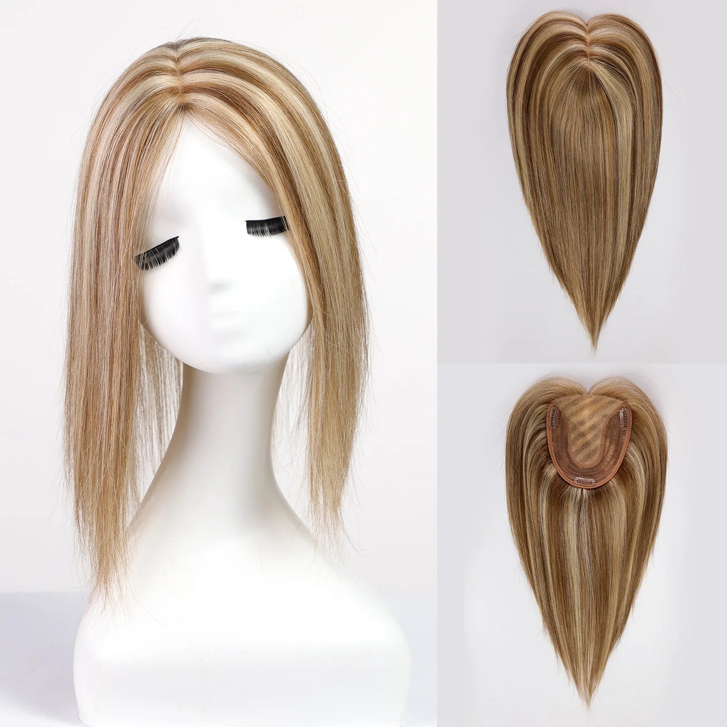 Luxurious Remy Human Hair Topper – Silk Base, Natural Looking Hairpiece for Women - Serene Glow Care