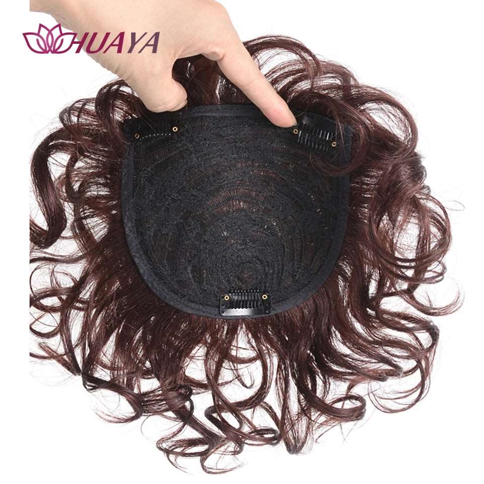 Elegant Curly Invisible Hair Toupee with Gradient Bangs - Serene Glow Care