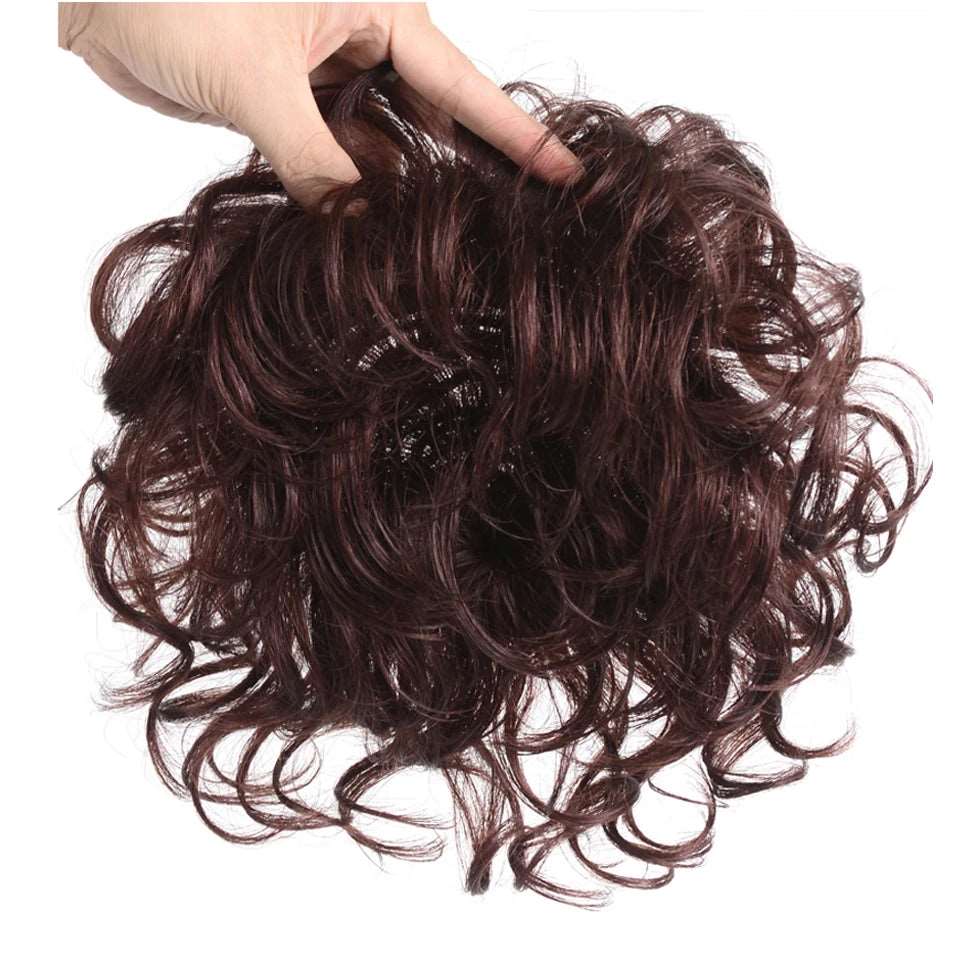 Elegant Curly Invisible Hair Toupee with Gradient Bangs - Serene Glow Care