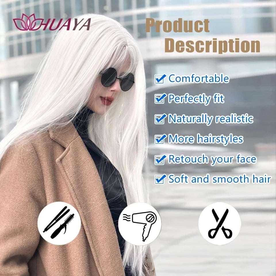 Elegant Long White Wig: Transform Your Look with Style and Ease - Serene Glow Care