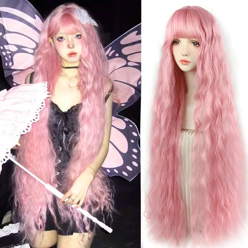 Enchanting Elegance: Long Curly Lolita Wig with Bangs for Cosplay & Festivities - Serene Glow Care