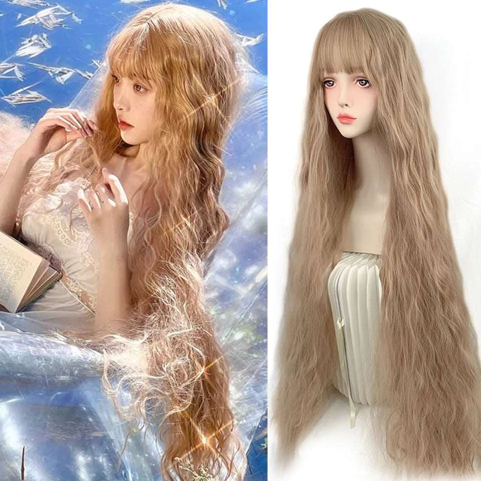 Enchanting Elegance: Long Curly Lolita Wig with Bangs for Cosplay & Festivities - Serene Glow Care