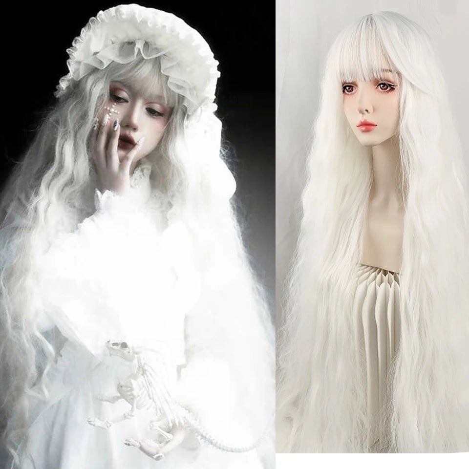 Enchanting Elegance: Long Curly Lolita Wig with Bangs for Cosplay & Festivities - Serene Glow Care