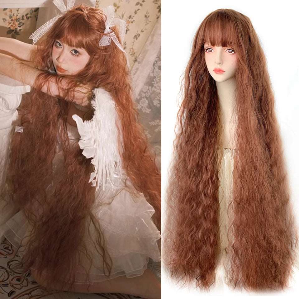 Enchanting Elegance: Long Curly Lolita Wig with Bangs for Cosplay & Festivities - Serene Glow Care