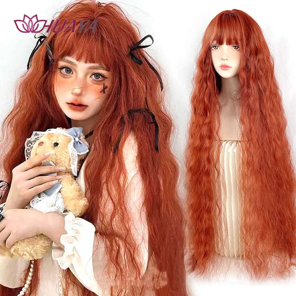 Enchanting Elegance: Long Curly Lolita Wig with Bangs for Cosplay & Festivities - Serene Glow Care