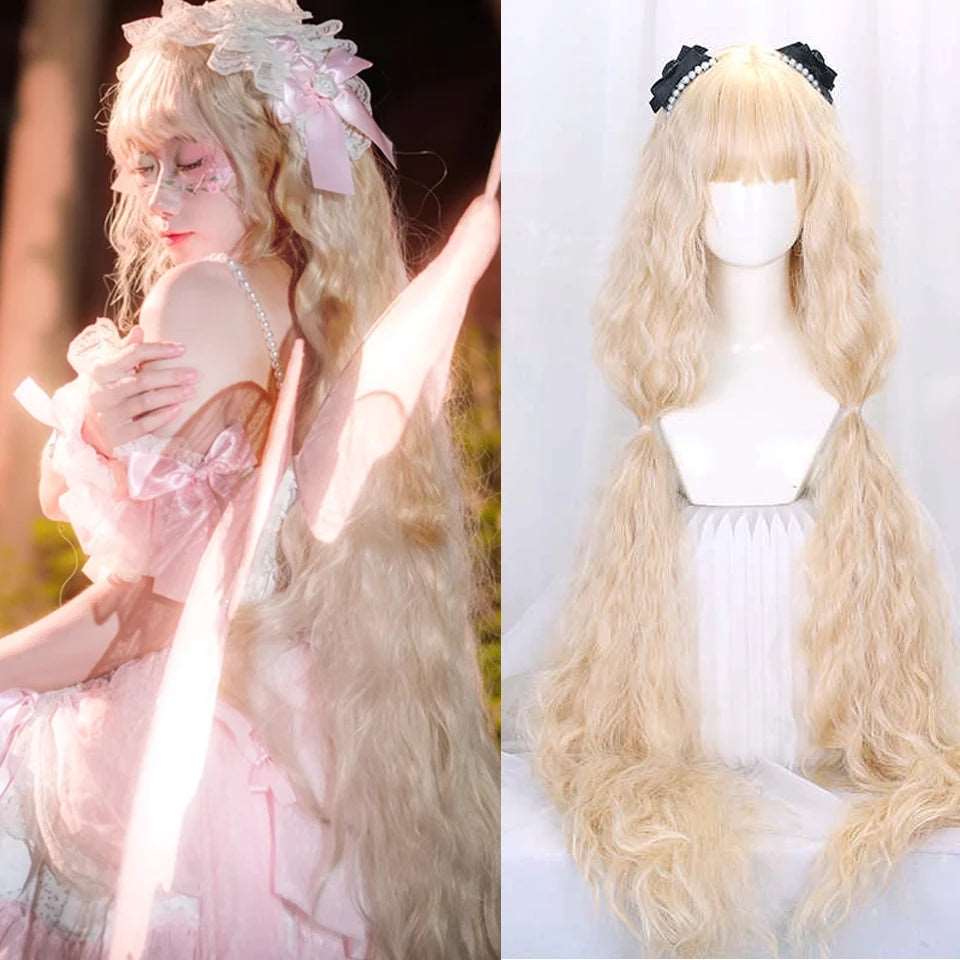 Enchanting Elegance: Long Curly Lolita Wig with Bangs for Cosplay & Festivities - Serene Glow Care