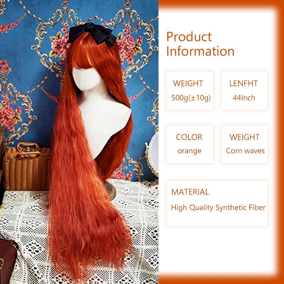 Enchanting Elegance: Long Curly Lolita Wig with Bangs for Cosplay & Festivities - Serene Glow Care