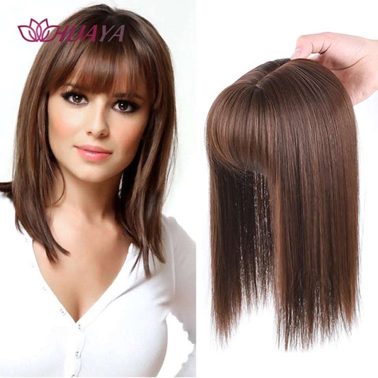 INVISIBLE Seamless Long Straight and Curly Hair Toppers with Bangs - Serene Glow Care