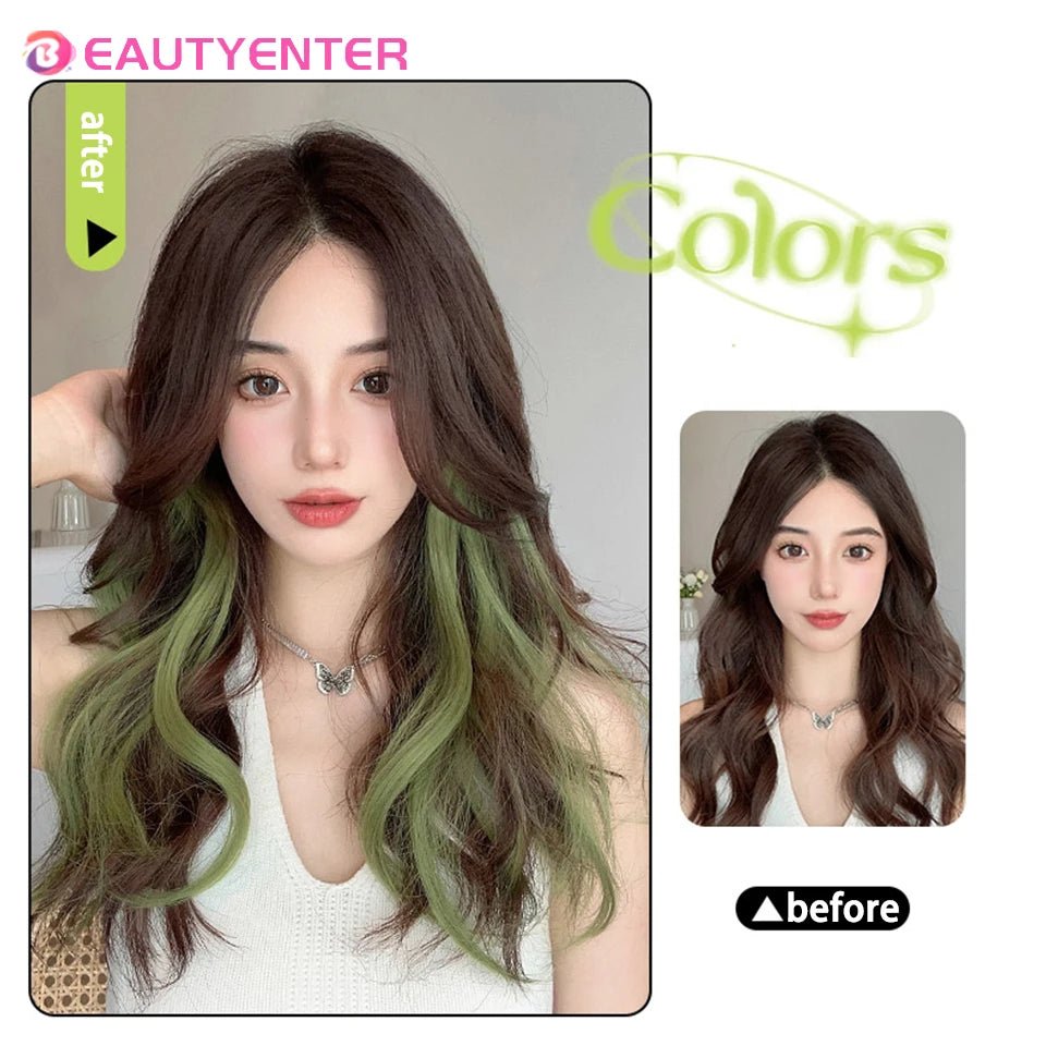 One - Piece Color Highlights: Curly Hair Extension - Hanging invisible hair extension - Serene Glow Care