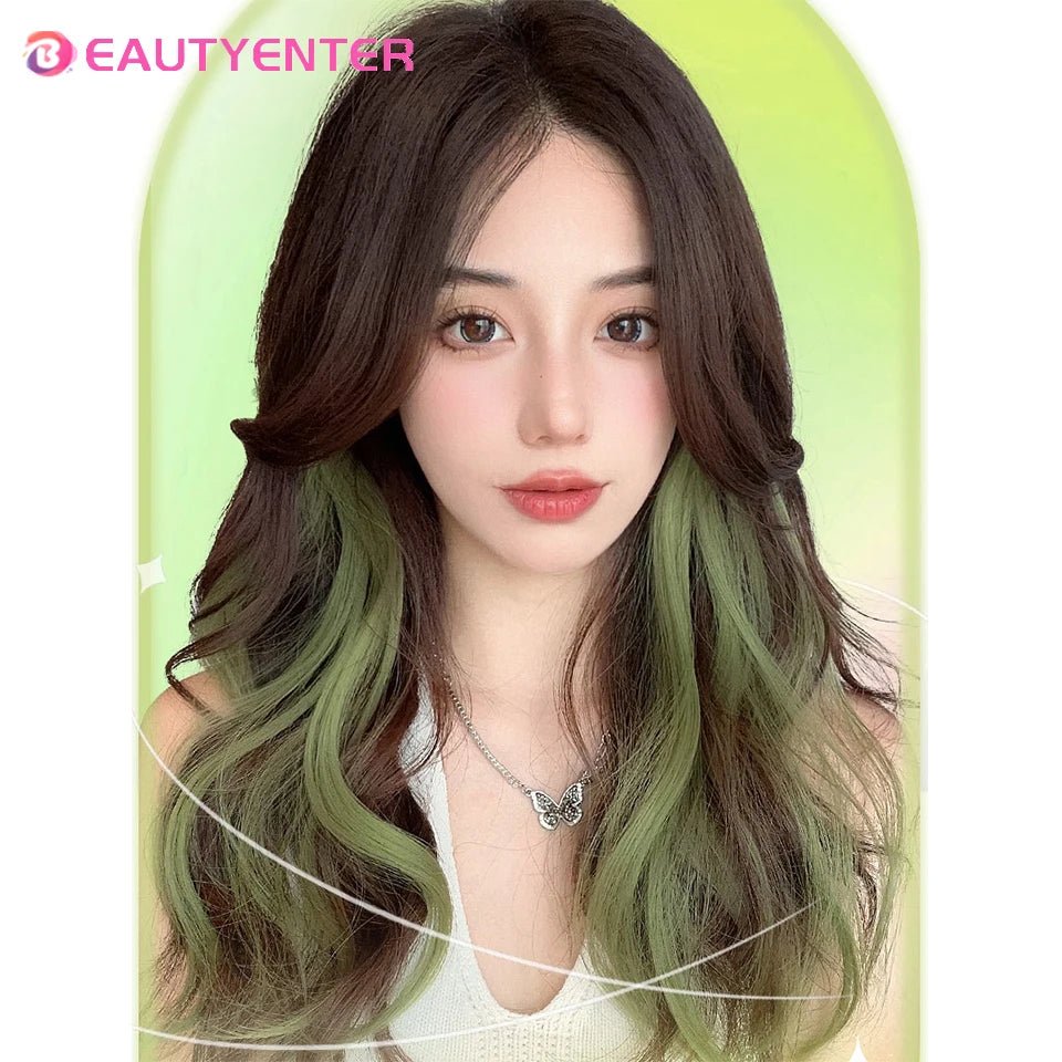 One - Piece Color Highlights: Curly Hair Extension - Hanging invisible hair extension - Serene Glow Care