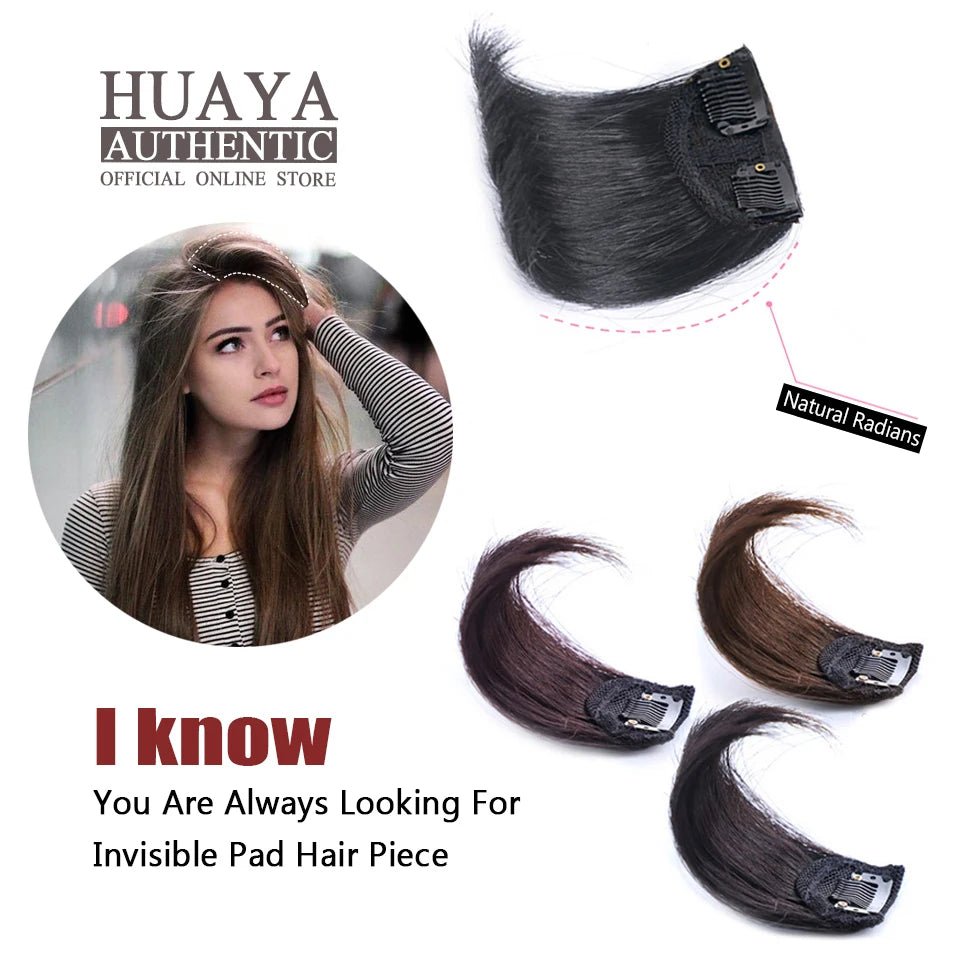 Straight Hair fluffy pad high hair pieces Natural Invisible Hair Pads Clip Wigs for Women Two Sides Thickened hair volume - Serene Glow Care